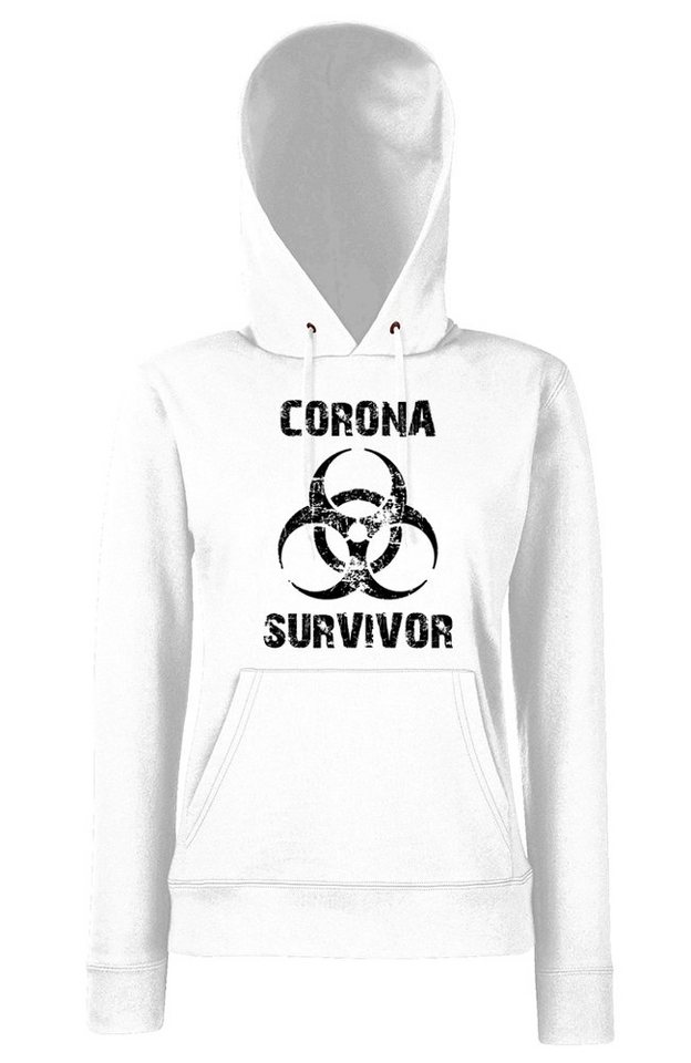 Youth Designz Kapuzenpullover Corona Survivor Damen Hoodie Pullover mit trendigem Frontprint von Youth Designz