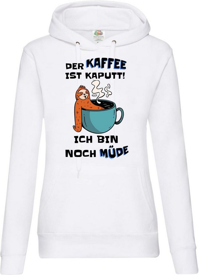 Youth Designz Kapuzenpullover DER KAFFEE IST KAPUTT! ICH BIN NOCH MÜDE Damen Hoodie mit Trendigem Frontdruck von Youth Designz