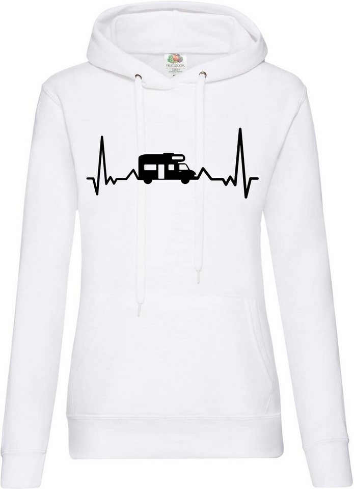 Youth Designz Kapuzenpullover Heartbeat Camping Damen Hoodie Pullover mit Trendigem Camper Frontdruck von Youth Designz