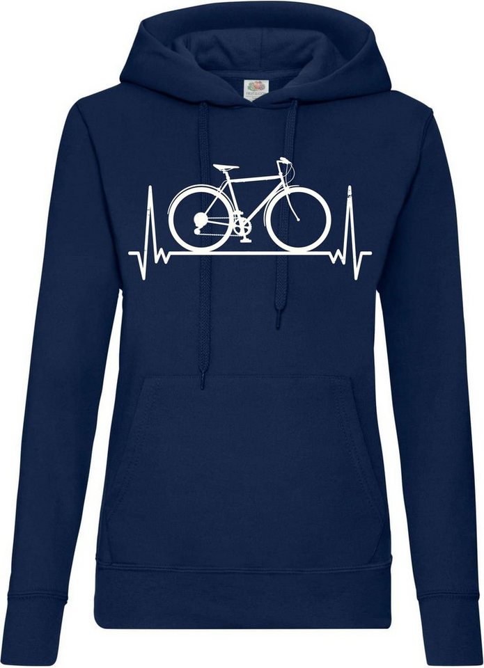 Youth Designz Kapuzenpullover Heartbeat Fahrrad Damen Hoodie Pullover mit Trendigem Bike Frontdruck von Youth Designz