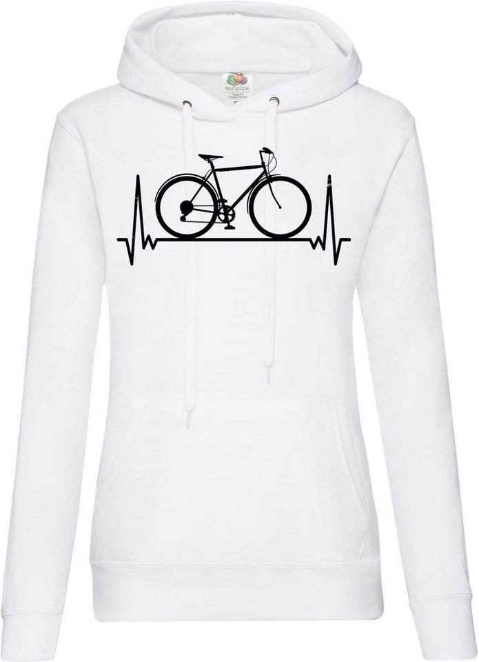 Youth Designz Kapuzenpullover Heartbeat Fahrrad Damen Hoodie Pullover mit Trendigem Bike Frontdruck von Youth Designz