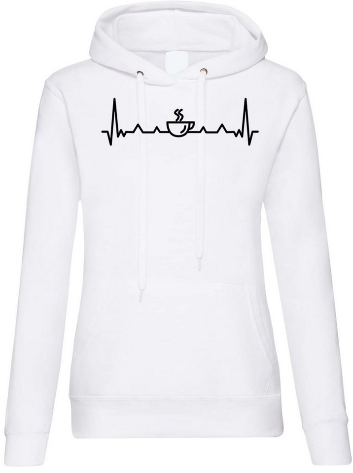 Youth Designz Kapuzenpullover Heartbeat Kaffee Damen Hoodie Pullover mit trendigem Frontprint von Youth Designz