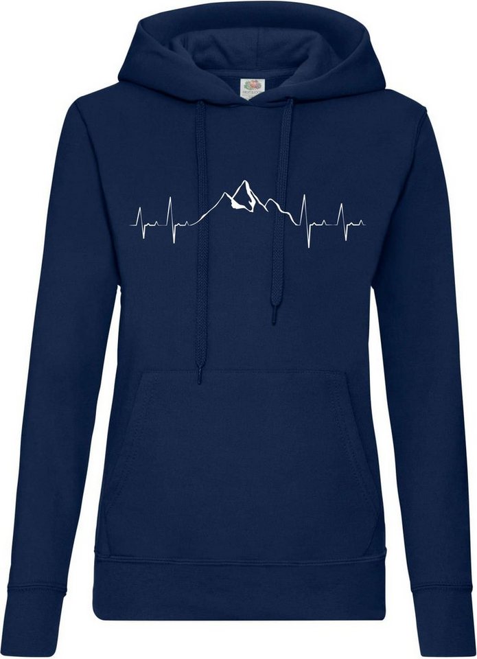 Youth Designz Kapuzenpullover Heartbeat Mountain Damen Hoodie Pullover mit Trendigem Wander Frontdruck von Youth Designz