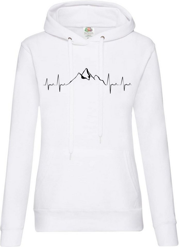 Youth Designz Kapuzenpullover Heartbeat Mountain Damen Hoodie Pullover mit Trendigem Wander Frontdruck von Youth Designz