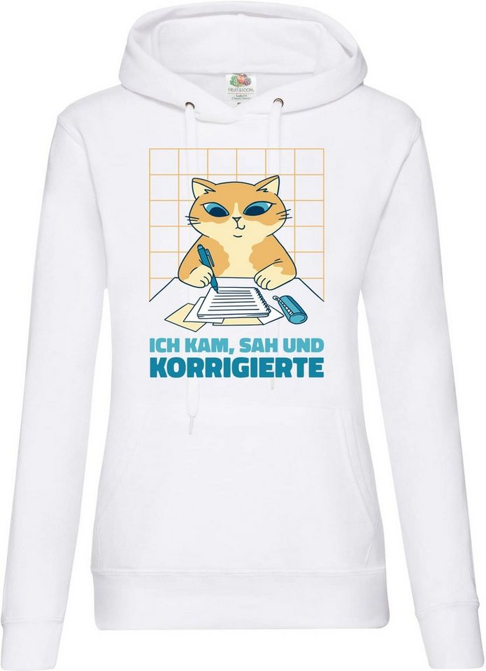 Youth Designz Kapuzenpullover ICH KAM, SAH UND KORRIGIERTE Damen Hoodie mit Trendigem Frontdruck von Youth Designz