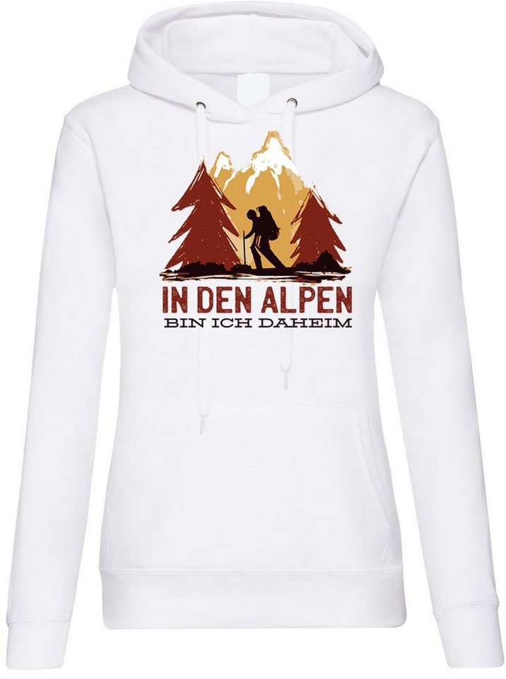Youth Designz Kapuzenpullover In Den Alpen Bin Ich Daheim Damen Hoodie Pullover mit trendigem Frontprint von Youth Designz