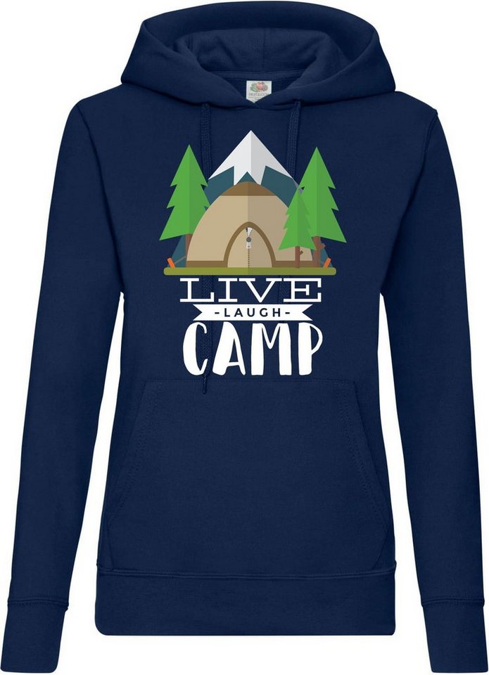 Youth Designz Kapuzenpullover Live Laugh Camp Damen Hoodie mit Trendigem Frontdruck von Youth Designz