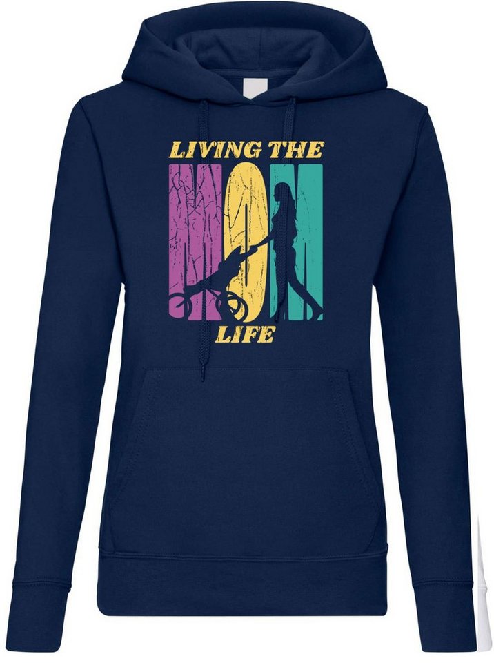 Youth Designz Kapuzenpullover "Living The Mom Life" Damen Hoodie Pullover mit trendigem Frontprint von Youth Designz