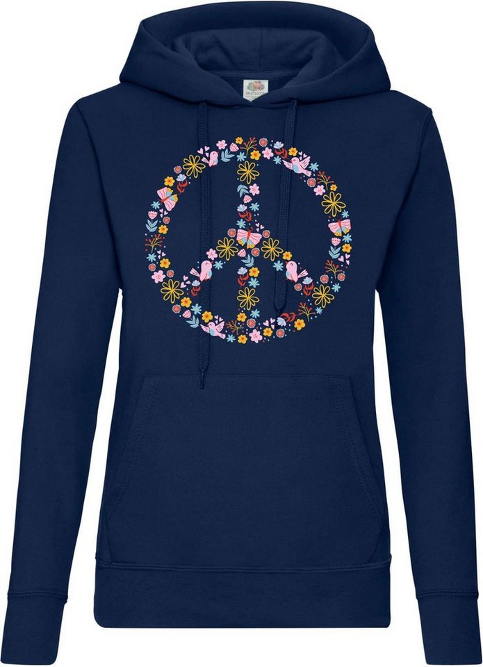 Youth Designz Kapuzenpullover Peace Flowers Damen Hoodie Pullover mit trendigem Frontdruck von Youth Designz