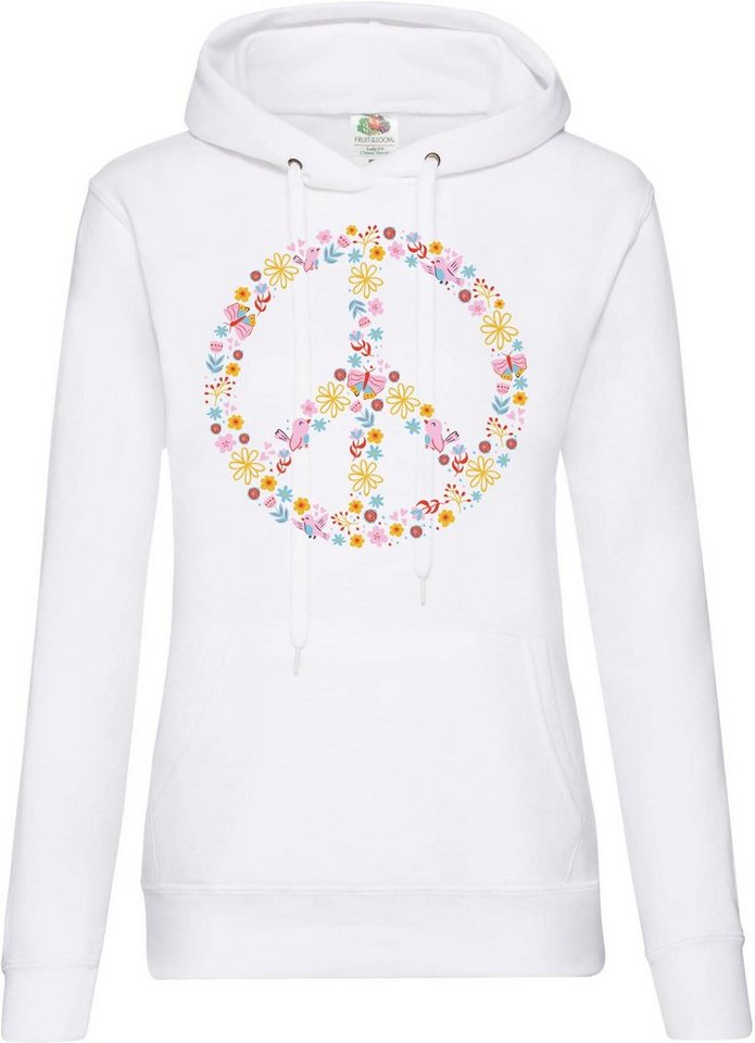 Youth Designz Kapuzenpullover Peace Flowers Damen Hoodie Pullover mit trendigem Frontdruck von Youth Designz