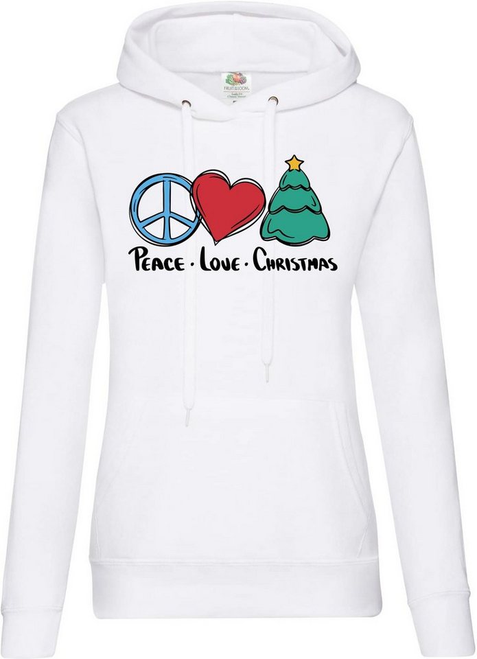 Youth Designz Kapuzenpullover Peace Love Christmas Damen Hoodie Pullover mit Trendigem Frontdruck von Youth Designz