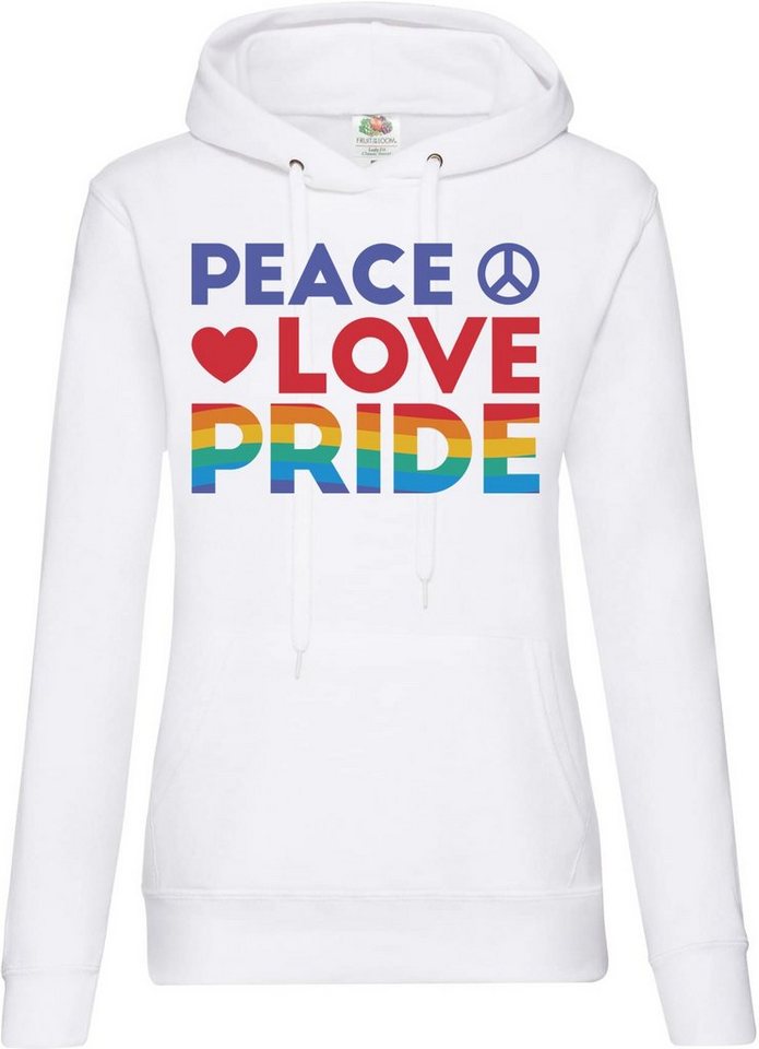 Youth Designz Kapuzenpullover Peace Love Pride Damen Hoodie Pullover mit modischem Spruch und Frontdruck von Youth Designz