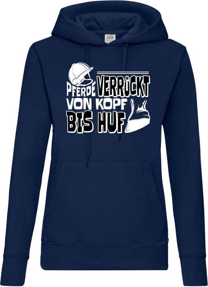 Youth Designz Kapuzenpullover "Pferde Verrückt Von Kopf Bis Huf" Damen Hoodie Pullover mit trendigem Frontprint von Youth Designz