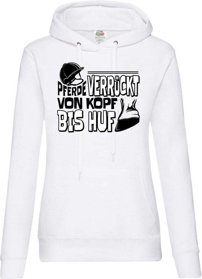 Youth Designz Kapuzenpullover "Pferde Verrückt Von Kopf Bis Huf" Damen Hoodie Pullover mit trendigem Frontprint von Youth Designz