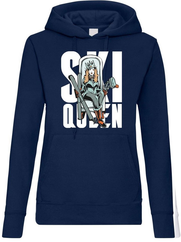 Youth Designz Kapuzenpullover Ski Queen Damen Hoodie Pullover mit trendigem Frontprint von Youth Designz