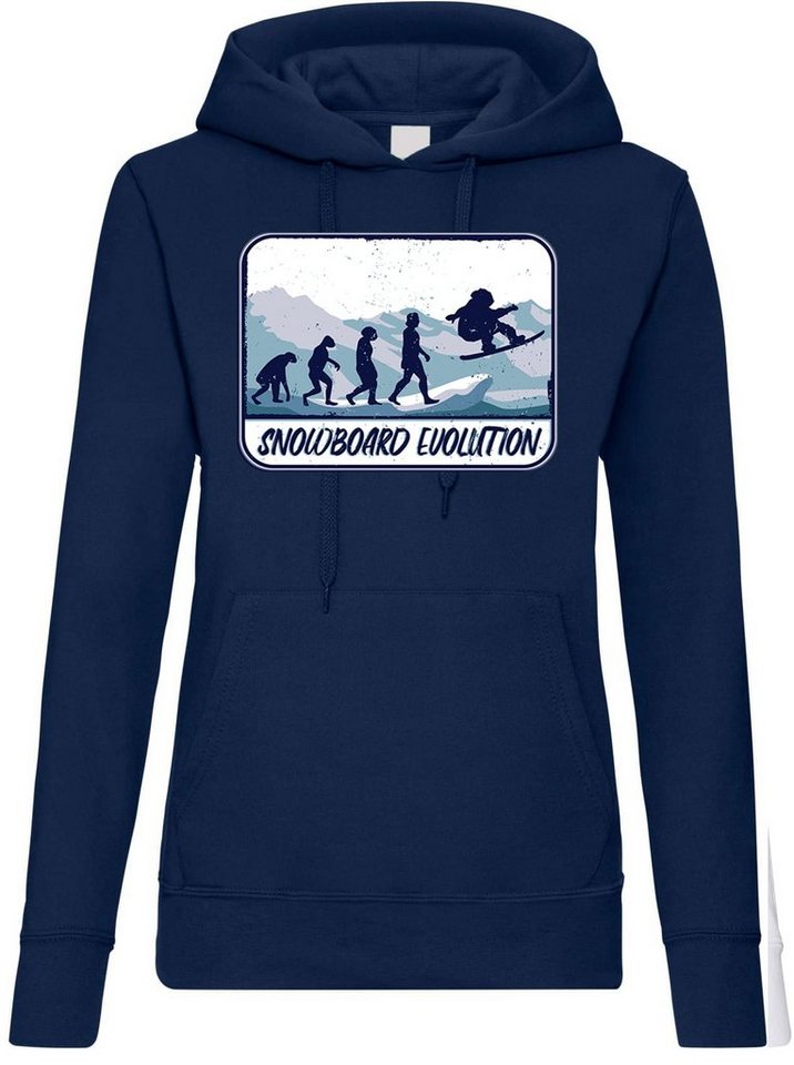 Youth Designz Kapuzenpullover Snowboard Evolution Damen Hoodie Pullover mit trendigem Frontprint von Youth Designz