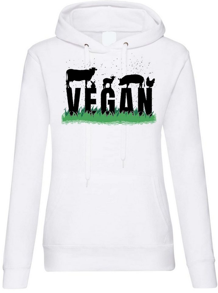 Youth Designz Kapuzenpullover Vegan Damen Hoodie Pullover mit trendigem Frontprint von Youth Designz