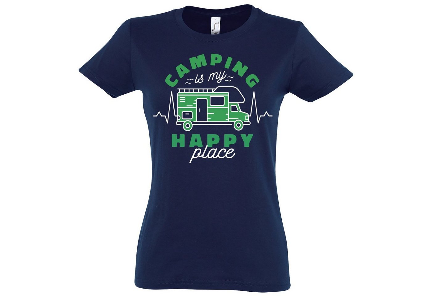 Youth Designz T-Shirt Camping is my Happy Place Damen T-Shirt mit trendigem Motiv von Youth Designz