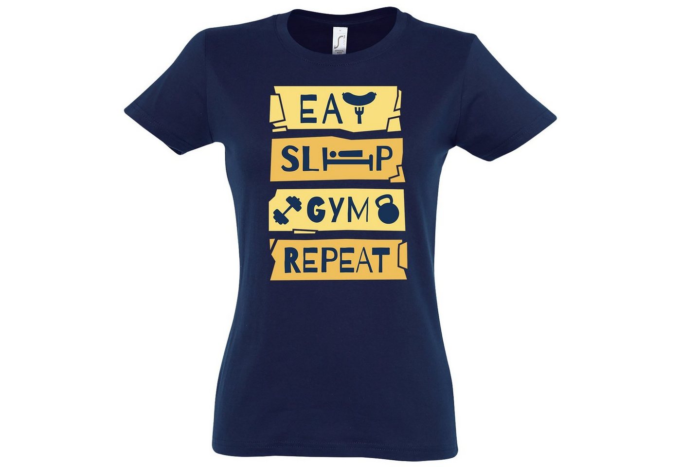 Youth Designz T-Shirt Eat Sleep Gym Repeat Damen Shirt im Fun-Look von Youth Designz