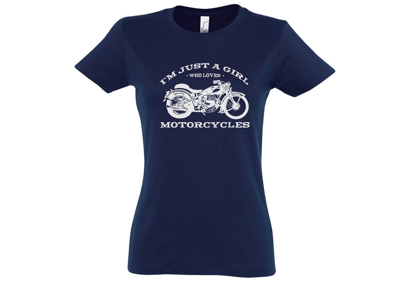 Youth Designz T-Shirt "I Am Just A Girl Who Loves Motorcycles" Damen Shirt mit trendigem Spruch Print von Youth Designz