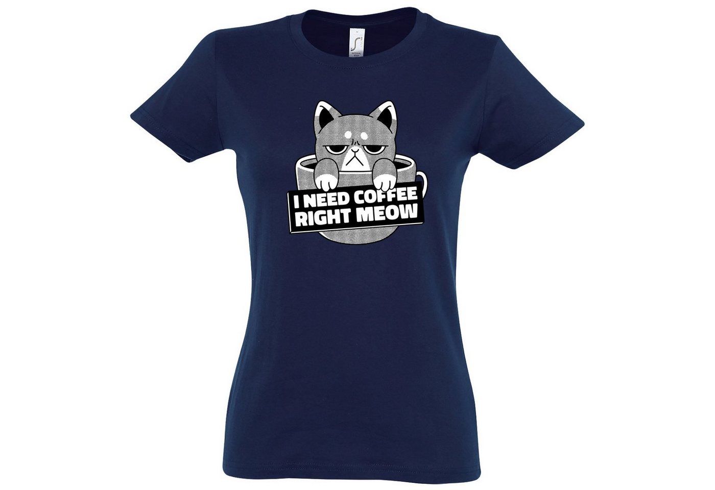 Youth Designz T-Shirt "I Need Coffee Right Meow" Damen Shirt mit lustigem Frontprint von Youth Designz