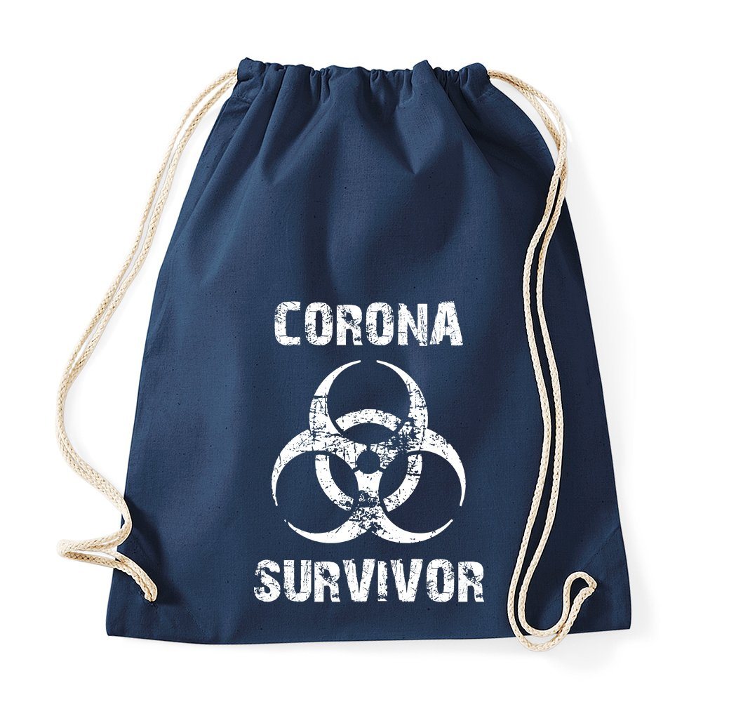 Youth Designz Turnbeutel Corona Survivor Baumwoll Tasche Turnbeutel, mit modischem Print von Youth Designz