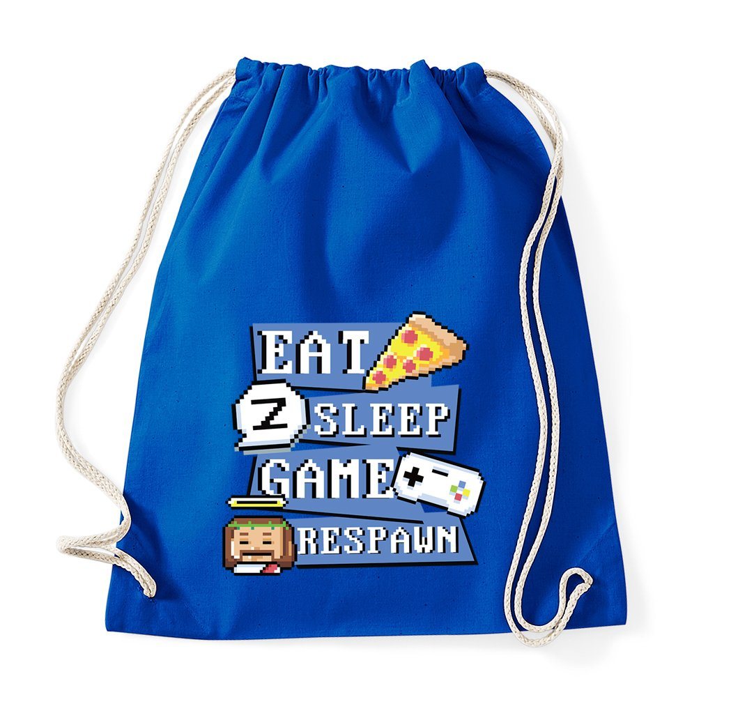 Youth Designz Turnbeutel "Eat, Game, Sleep, Respawn" Baumwoll Tasche Turnbeutel, mit lustigem Frontprint von Youth Designz