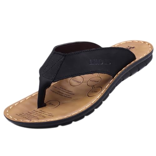 Youthful flying Flip Flops für Herren Bequeme Vintage Zehensandalen Leichte Sommer Strand Sandalen(Size:38 EU,Color:Schwarz) von Youthful flying