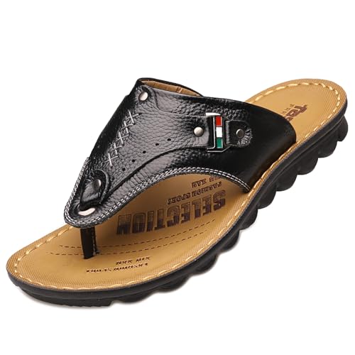 Youthful flying Flip Flops für Herren Vintage Zehensandalen Leichte Sommer Strand Sandalen(Size:38 EU,Color:Schwarz) von Youthful flying