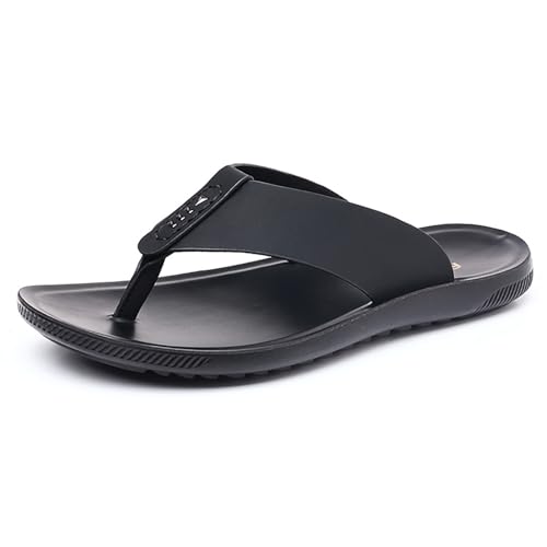 Youthful flying Herren Flip Flops Leder Zehentrenner Sports Sandalen Beach Pool Pantoffeln(Size:38 EU,Color:Schwarz) von Youthful flying