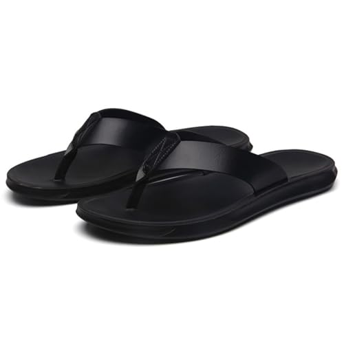 Youthful flying Herren Leder Flip Flops Weich Zehentrenner Sandalen Rutschfest Badelatschen Sommer(Size:38 EU,Color:Schwarz) von Youthful flying