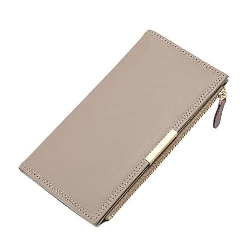 Brieftasche Damen Schwarz Silber Frauen-Mappen-Art- und Weiseneue Muster-Mappen-einfache Normallack-lange multi Karten-vielseitige Handtasche Schlüsseletui mit Druckknopfverschluss (Khaki, One Size) von Youyu77