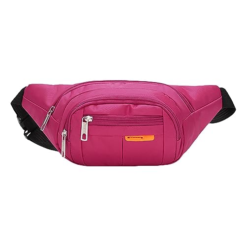 Hüfttaschen Damen Running Fanny Pack Herren- und Damen-Handy-Out-of-Home-Casual-Kuriertasche, Bedruckte eng anliegende Geldbörse Schlüsseletui mit Schlüsselring und Münzfach (Hot Pink, One Size) von Youyu77