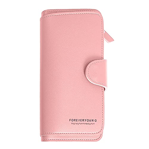 Mini Brieftasche Herren Reißverschluss Modische -Geldbörse mit Reißverschluss, lang, einfarbig, für mehrere Karten, Ausweis, Damen-Handtasche, Clutch Mondförmige Umhängetasche (Pink, One Size) von Youyu77