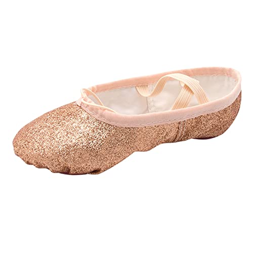 Sneaker Glitzer Mädchen 31 Kinderschuhe Tanzschuhe Warm Dance Ballett Performance Indoor Schuhe Yoga Tanzschuhe Unisex Kinder Wired Run Sneaker (Rose Gold, 29.5 Little Child) von Youyu77