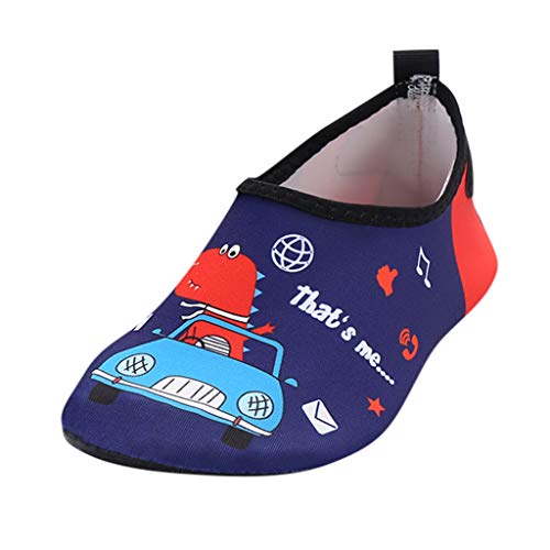 Turnschuhe Jungen Mädchen Hallenschuhe Kinder schwimmen jungen Mädchen Schuhe Barfuß Strand Wasserschuhe Zeichentrickfilm schnell trocknend Baby Schuhe Sommer Clogs Baby Jungen (Dark Blue, M(26-27)) von Youyu77