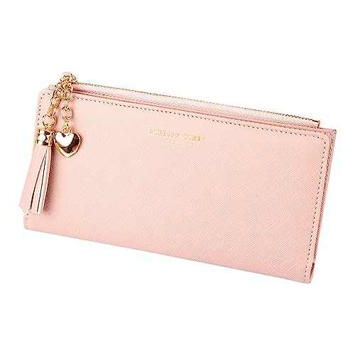 Youyu77 Damen Geldbörsen Groß Schwarz, Kunstleder, Reißverschluss, einfarbig, Unterarm-Geldbörse, Clutch-Geldbörse Halbmondförmige Geldbörse (Pink, One Size) von Youyu77