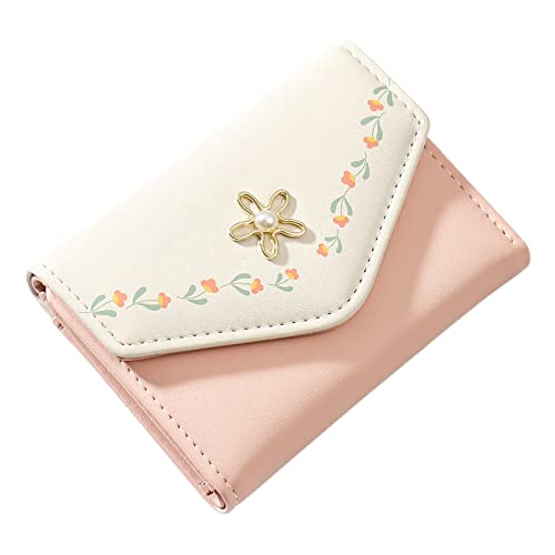 Youyu77 Für Frauen Kleine Mode Geldbörse Spleißen Multi Card Bag Damen Geldbörse Clutch Bag Geldbörse mit Schlüssel-RFID-Kartenetui (Pink, One Size) von Youyu77