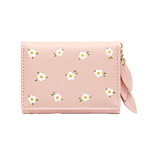 Youyu77 Geldbörsen in Kleine Damen-Geldbörse mit Blumenmuster, Multi-Karten-ID-Tasche, Damen-Geldbörse, Mini-Fronttasche, Geldbörse Halbmondförmige Hüfttasche (Pink, One Size) von Youyu77