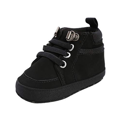 Youyu77 Kinderschuhe 25 -gebunden Schuhe solide Kleinkindergänger Schuhe Baby Kind Mode First Girl Jungen Baby Schuhe Atmungsaktiv Straßenlaufschuhe (Black, 0-6) von Youyu77