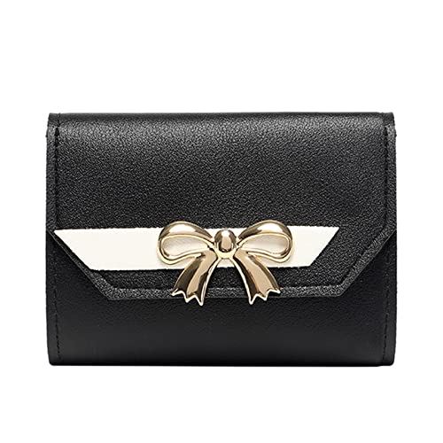 Youyu77 Kitkartenhüllen Für Herren Fashion ID Short Wallet Hit Color Damen Fliege Haspe Geldbörse Mehrere Kartenfächer Clutch Bag Handytasche Aufnäher Moon Tasche (Black, One Size) von Youyu77