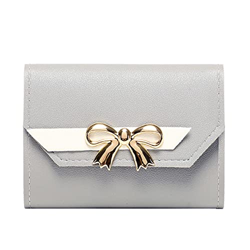 Youyu77 Kitkartenhüllen Für Herren Fashion ID Short Wallet Hit Color Damen Fliege Haspe Geldbörse Mehrere Kartenfächer Clutch Bag Handytasche Aufnäher Moon Tasche (Grey, One Size) von Youyu77