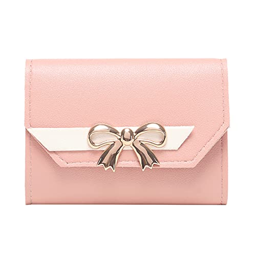 Youyu77 Kitkartenhüllen Für Herren Fashion ID Short Wallet Hit Color Damen Fliege Haspe Geldbörse Mehrere Kartenfächer Clutch Bag Handytasche Aufnäher Moon Tasche (Pink, One Size) von Youyu77