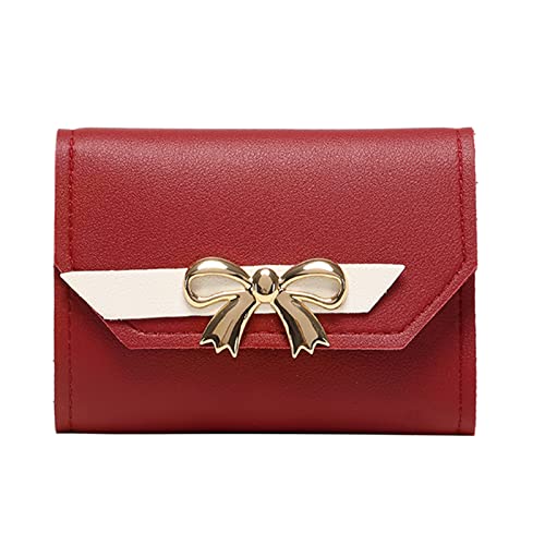 Youyu77 Kitkartenhüllen Für Herren Fashion ID Short Wallet Hit Color Damen Fliege Haspe Geldbörse Mehrere Kartenfächer Clutch Bag Handytasche Aufnäher Moon Tasche (Red, One Size) von Youyu77