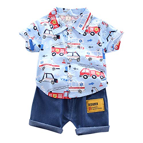 Youyu77 Kleidung Set 14 Jahre Säugling Sommer T-Shirt Jungen Comic-Outfits Baby-Töpfe + Hosen Outfits & Set Baby Junge Sommer (Blue, 90=M) von Youyu77