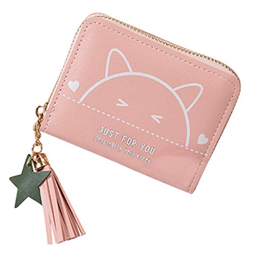 Youyu77 Klein Geldbörsen Damen Gelb S Card Outdoor-Fransen aus Damen-Mode solide Color Trend Geldbörse Schlüsselgeldbeutel mit Reißverschluss (Pink, One Size) von Youyu77