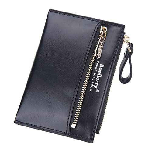 Youyu77 Kleine Geldbörsen Herren Hochkant Fashion Style Trifold Kleine Geldbörse PU- Damen Geldbörse Geldbörse Kartenmappe Aufnäher Moon Tasche (Black, One Size) von Youyu77