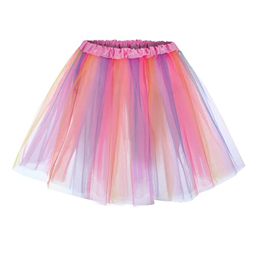 Yowablo Damen Candy Color Multicolor Rock Support Half Body Puff Petticoat Bunter Kleiner kurzer Rock Regenbogen Kinder von Yowablo