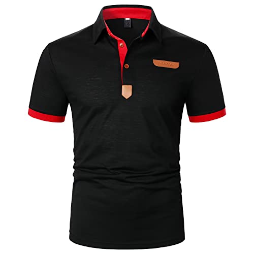 T-Shirt Hemden Tops Männer Regular Fit Hemd Adrette Kleidung Hemden Arbeit Outdoor Sport Golf Tennis (XL,8Schwarz) von Yowablo