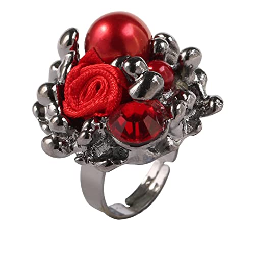 Yowablo Art- Weiseeinfacher Temperament-Rosen-Blumen-Perlen-offener justierbarer Ring-Damen-Ring-Ring Ringe Turnen von Yowablo